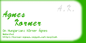 agnes korner business card